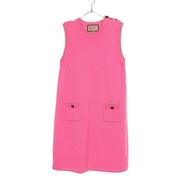 GUCCI Sleeveless Dress 691577 cotton Pink Used Women size S GG