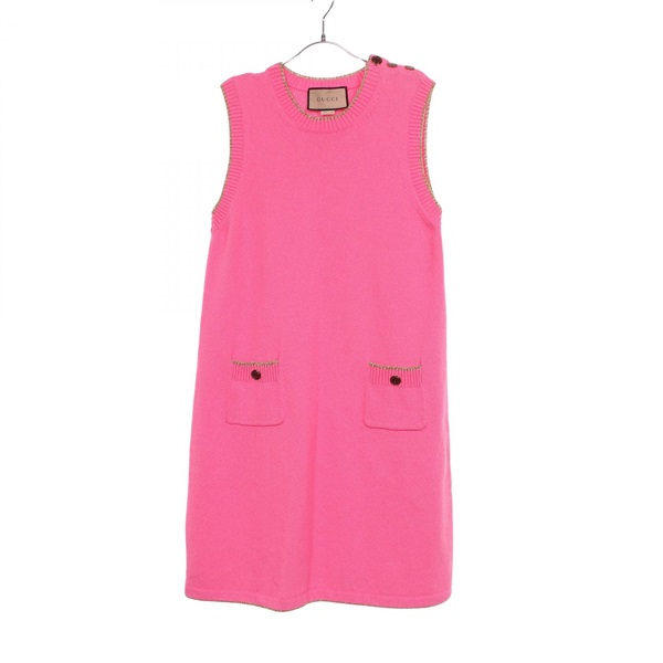 GUCCI Sleeveless Dress 691577 cotton Pink Used Women size S GG