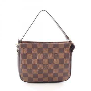 LOUIS VUITTON Trousse makeup Handbag pouch N51982 Damier leather Ebene Used