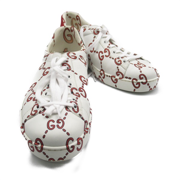 GUCCI GG signature low-cut sneakers shoes 497094 leather White Used mens size 7