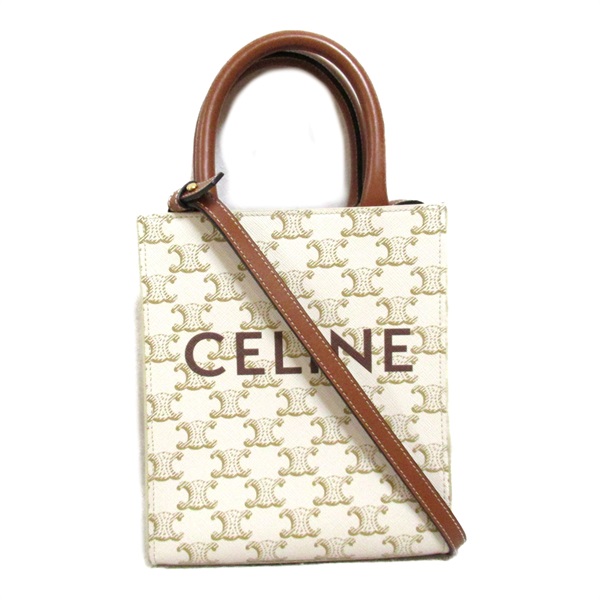 CELINE Mini Vertical Cabas 2way Shoulder crossbody Bag 194372BZK canvas White