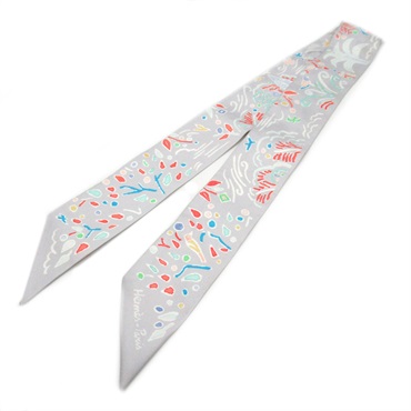 HERMES twilly spring island Scalf silk Gray Used Women