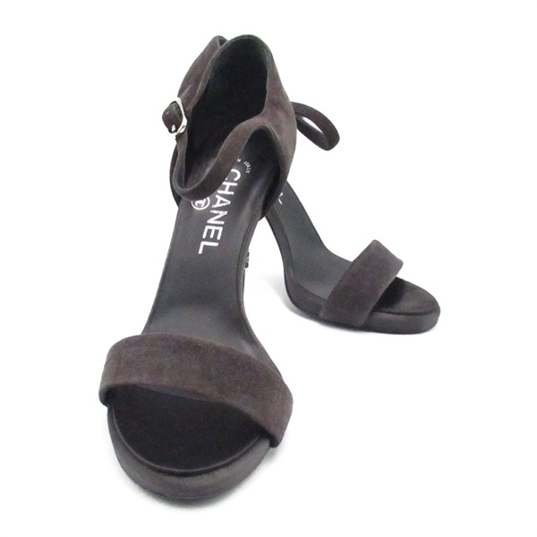 CHANEL Shoes heel pumps G32145 Suede Brown Used Women size 36 CC Coco