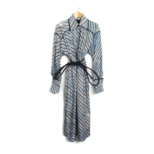 FENDI Dress with belt FDA816AC5T silk Black Used Women #36