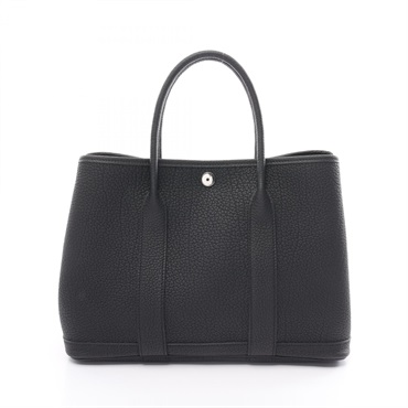 HERMES Garden party TPM Hand bag Negonda leather SHW Black Used Women