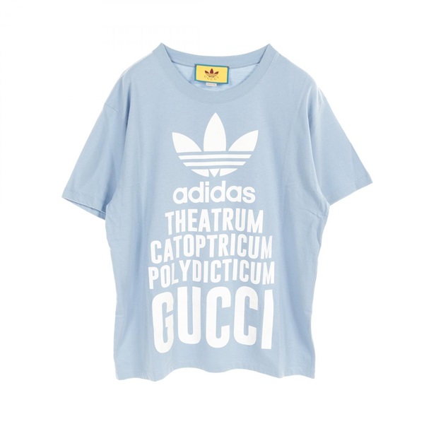 GUCCI  adidas Trefoil T-shirt 616036XJEW2 cotton Blue Used mens #S