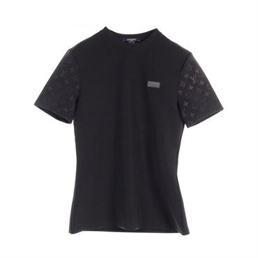 LOUIS VUITTON Embossed Monogram T-shirts Tops 1AAB27 nylon Black Used Women M