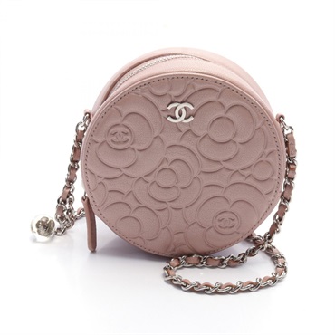 CHANEL Camelia chain Shoulder Bag AP0118 leather Pink Used Women SHW CC Coco