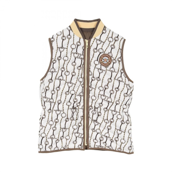 HERMES Down vest #40 gilet 3H0163D2 polyester White Brown Multicolor Used