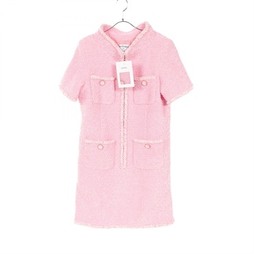 CHANEL CC Dress P60363V45809 wool Nylon Pink Used Women Coco