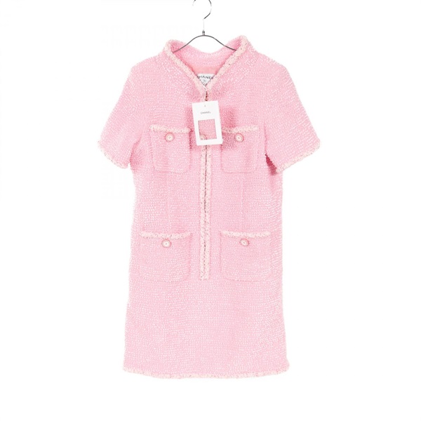 CHANEL CC Dress P60363V45809 wool Nylon Pink Used Women Coco