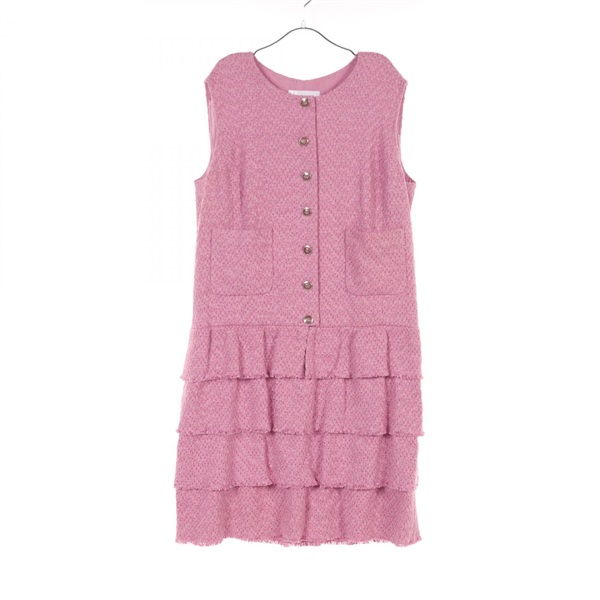 CHANEL CC Dress P43115V17673 cotton Nylon Pink Used Women Coco #44