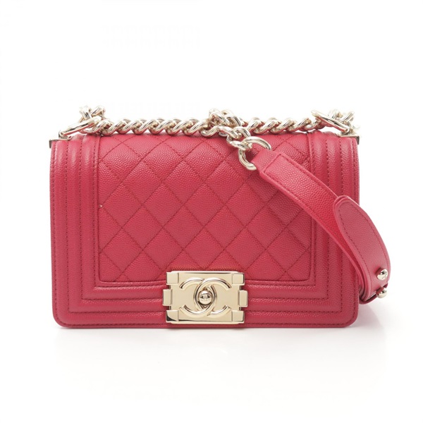 CHANEL Boy Chanel Small Matelasse chain Shoulder Bag A67085 leather Pink GHW