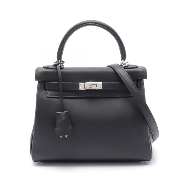 HERMES Kelly 25 2way shoulder Hand bag W Swift leather Black SHW