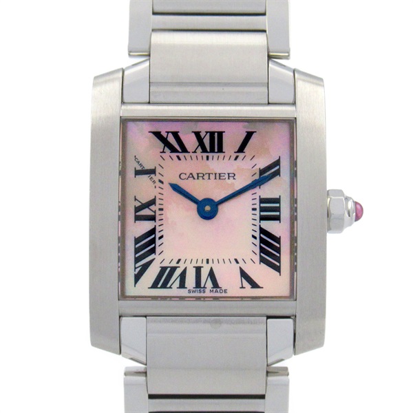 CARTIER Tank francaise SM Wrist Watch W51028Q3 Quartz Stainless Steel Used Women