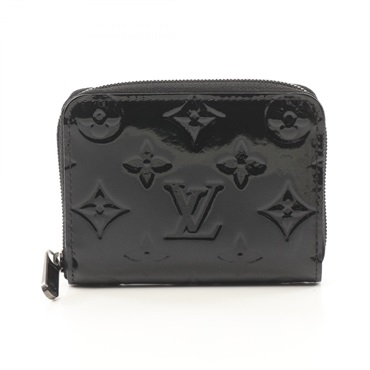 LOUIS VUITTON Zip coin purse wallet M90077 Vernis leather Black Used Women LV
