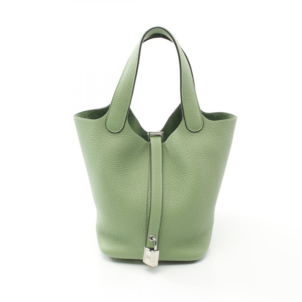 HERMES Picotin Lock PM Hand bag Y Taurillon Clemence Vert criquet Used SHW