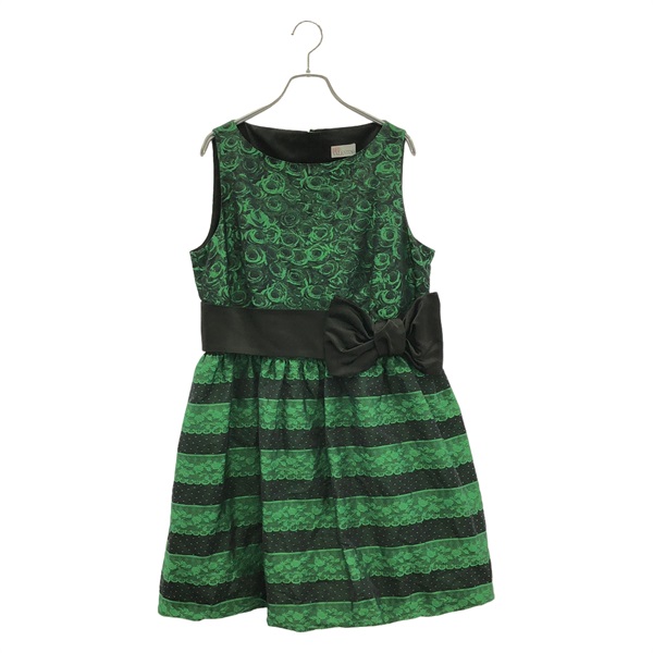 RED VALENTINO Belted Lace Dress FR3VS542-V2C698R Green Size 48 Used Women
