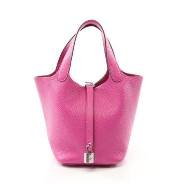 HERMES Picotin Lock PM Handbag Clemence leather Pink Magnolia Used Women C  SHW