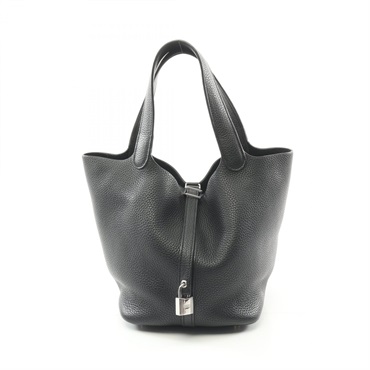 HERMES Picotin Lock MM Tote Handbag Clemence leather Black Used Women C SHW