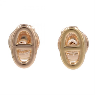 HERMES Chaine d'Ancre Pierced earrings 18KRG Pink Rose Gold Used Women