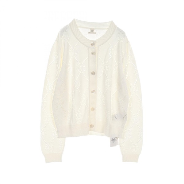 HERMES Cardigan Knitwear Jacket 2E2710DA Rayon White Used Women size 44