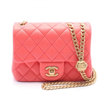 CHANEL Mini Matelasse Camellia chain Shoulder crossbody Bag AS4040 leather Pink