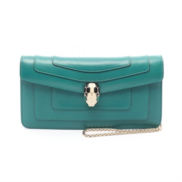BVLGARI Serpenti Forever chain Shoulder Bag leather Green Used Women GHW