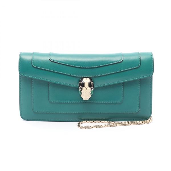 BVLGARI Serpenti Forever chain Shoulder Bag leather Green Used Women GHW
