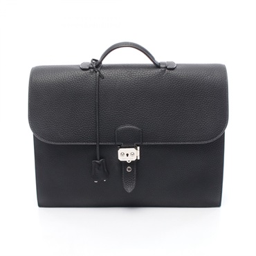 HERMES Sac a depeches 38 Business bag G Fjord leather Navy Blue indigo Used SHW