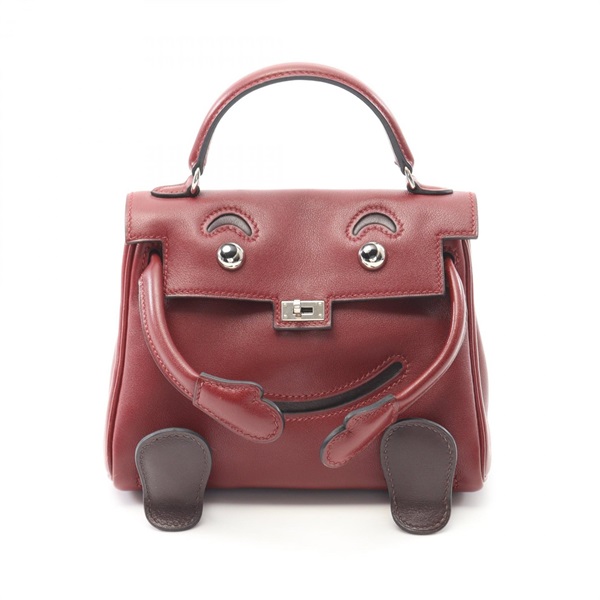 HERMES Kelly doll Handbag Gulliver leather Bordeaux Rouge H Used Women D SHW