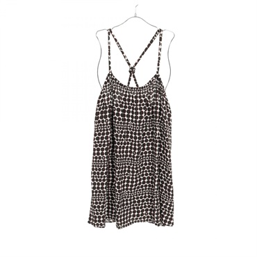 CHANEL COCO Mark dot Dress P47761V35633 Rayon White Black Used Women #36 CC