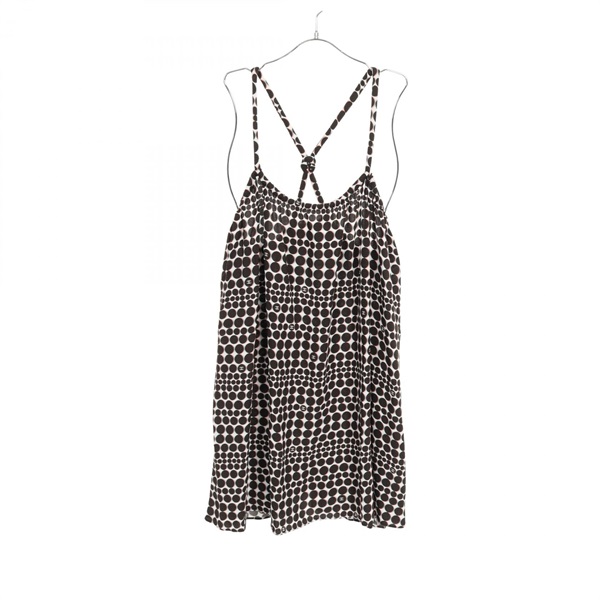 CHANEL COCO Mark dot Dress P47761V35633 Rayon White Black Used Women #36 CC