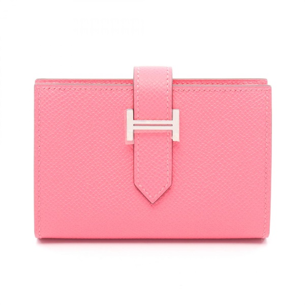 HERMES Bearn mini Card Case wallet K Epsom leather Rose azalee SHW Women