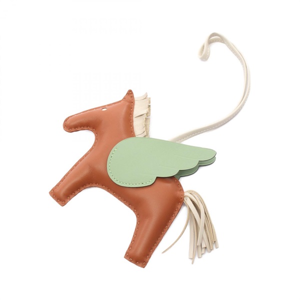 HERMES Rodeo Pegasus MM charm Agneau milo Swift leather Brown Beige Green B used
