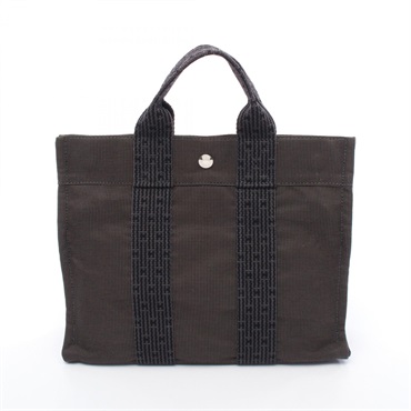 HERMES Herline PM Tote Bag Nylon canvas Gray Used Women SHW
