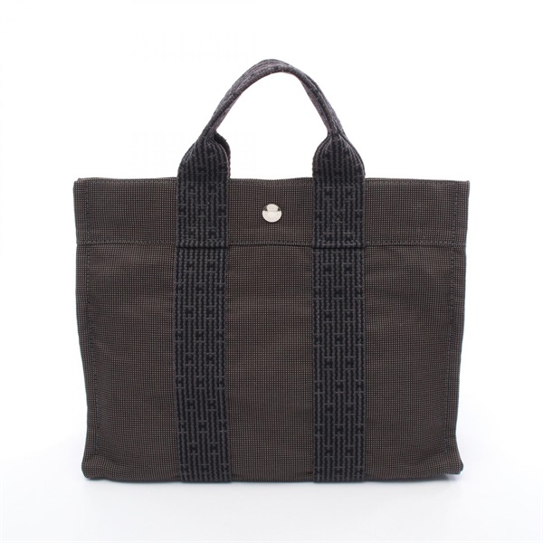 HERMES Herline PM Tote Bag Nylon canvas Gray Used Women SHW