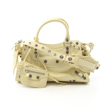 BALENCIAGA NEO CAGOLE CITY Shoulder Handbag 736046 leather Yellow Used Women