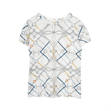 HERMES parcours sans faute T-shirt #36 cotton White Multicolor Used Women