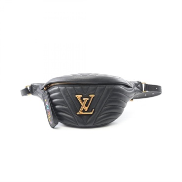 LOUIS VUITTON New wave Bum Waist bag M53750 leather Black Used Women LV