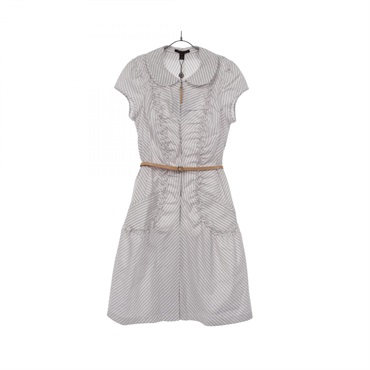 LOUIS VUITTON Monogram short sleeve Dress cotton White Women #40