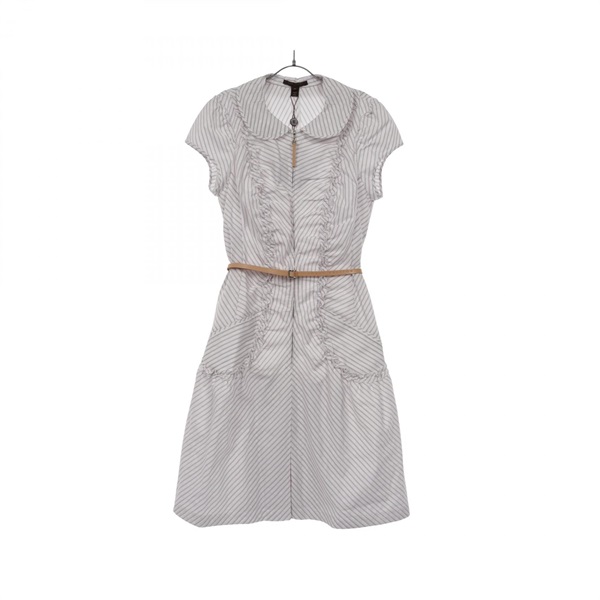 LOUIS VUITTON Monogram short sleeve Dress cotton White Women #40