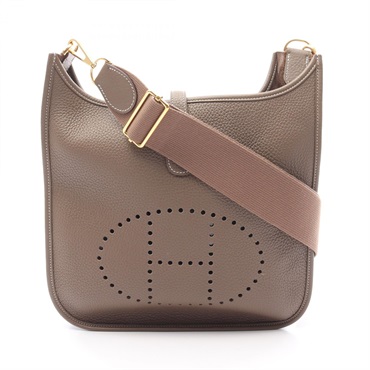 HERMES Evelyne Troyes PM Crossbody Shoulder Bag Clemence leather Brown Used GHW