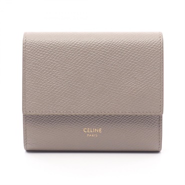 CELINE Small Tri-fold wallet 10B573 leather Greige Used Women