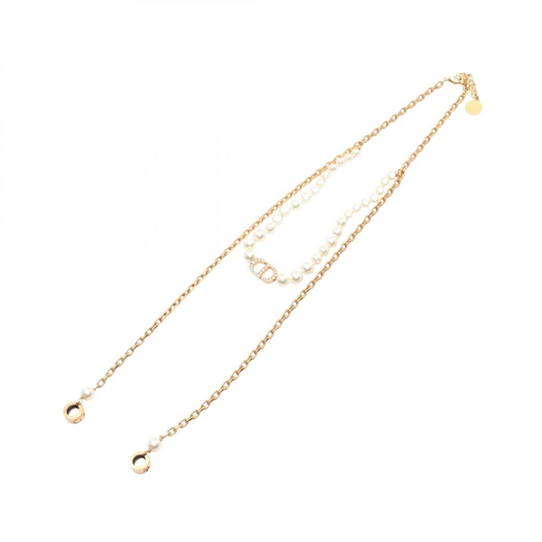 Christian Dior Necklace Gold Plated Artificial pearl White Used Women 38.5~43cm