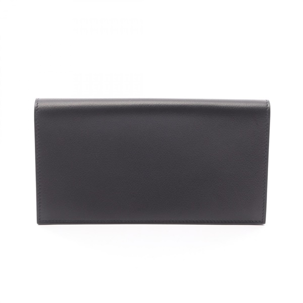 HERMES Citizen Twill Long Silk In wallet Evercolor leather Black Used mens W SHW