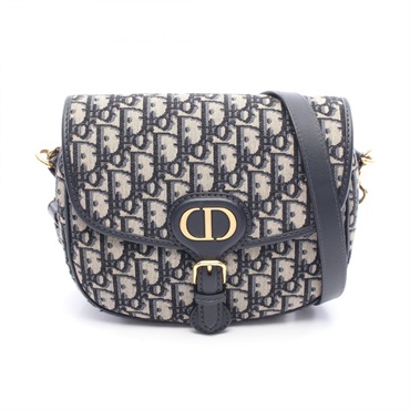 Dior BOBBY Medium Shoulder Bag M9319UTZQ_M928 canvas leather Navy Gray Used