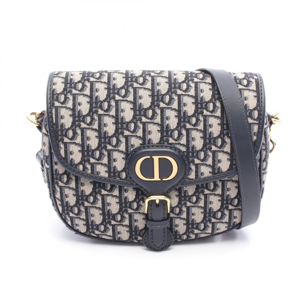 Dior BOBBY Medium Shoulder Bag M9319UTZQ_M928 canvas leather Navy Gray Used
