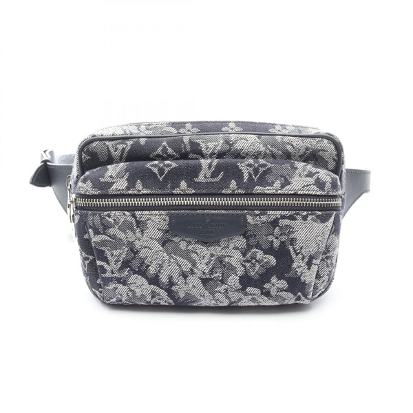 LOUIS VUITTON Bum bag outdoor M57281 Monogram tapestry Navy White Used mens LV