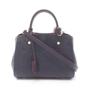 LOUIS VUITTON Montaigne BB Shulder Handbag M42747 Monogram leather Navy Used LV